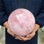 XUQULI Natural Crystals and Stones Natural Pink Rose Quartz Sphere Crystal Ball Healing for Decoration (Size : 95-100mm)