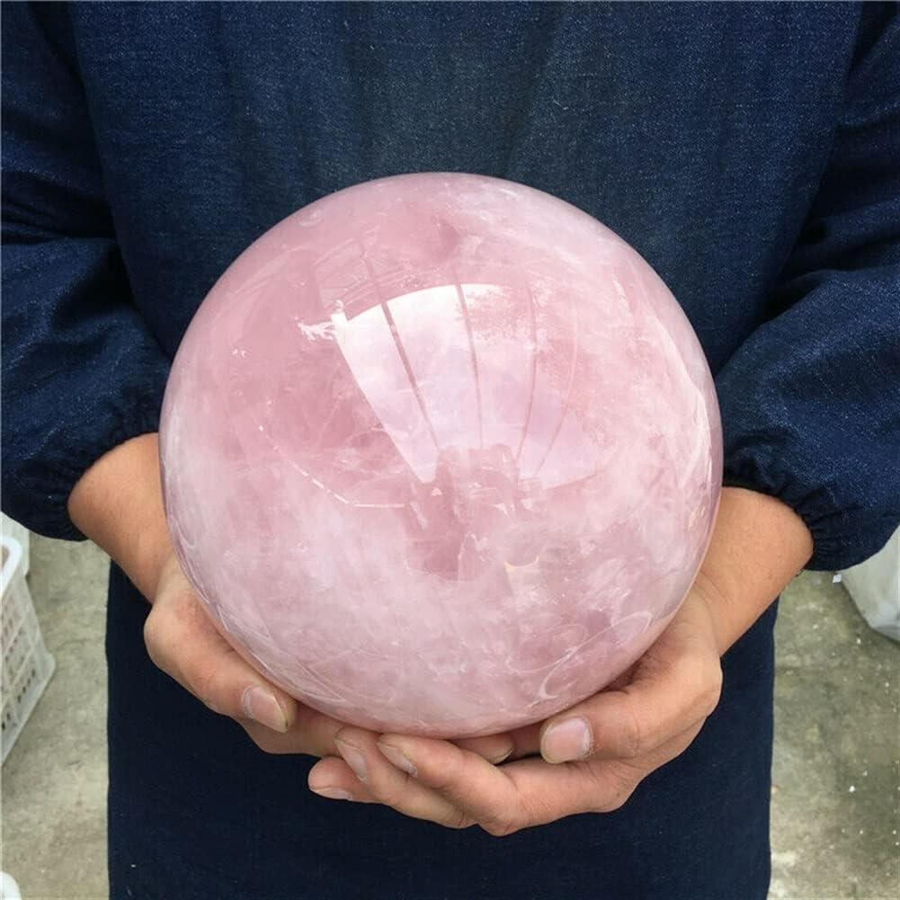 XUQULI Natural Crystals and Stones Natural Pink Rose Quartz Sphere Crystal Ball Healing for Decoration (Size : 95-100mm)