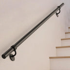 Stair Railing Indoor 4 Feet Hand Rails for Indoor/Outdoor Steps 1.6" Round Porch Railing Wall Mount Aluminum Hand Rails for Indoor Stairs Industrial Staircase Handrails