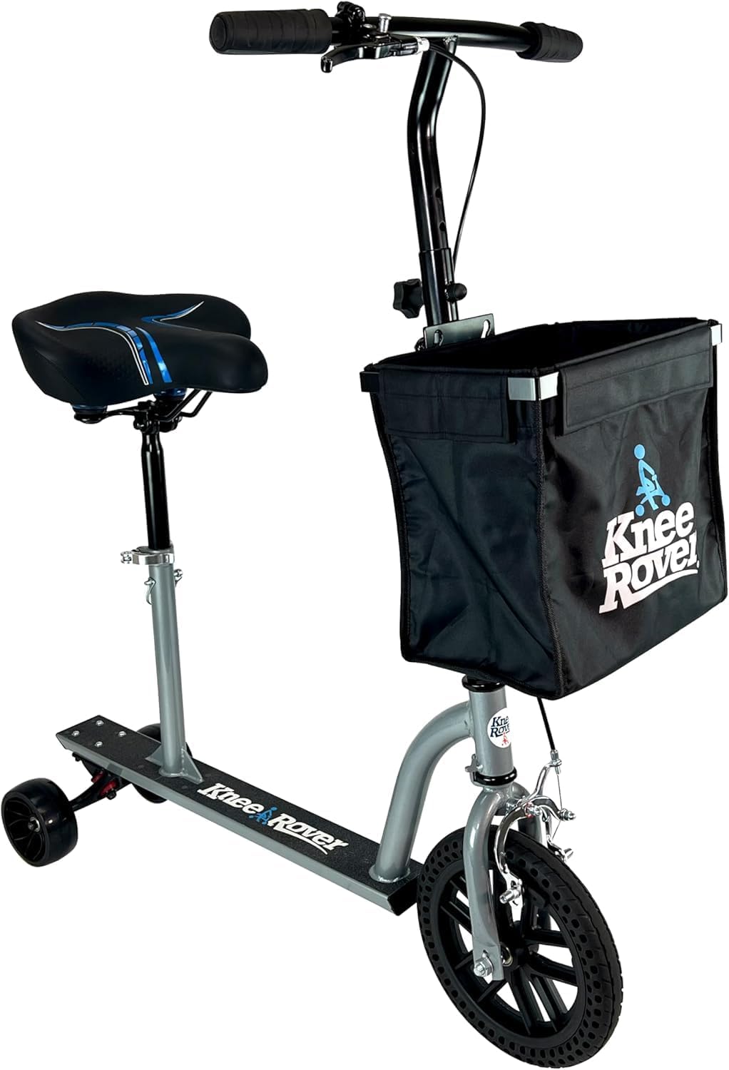 KneeRover Walk Assist - Mobility Freedom Walking Bike for Chronic Joint Pain, Seated Mobility Scooter Walker Crutch Alternative for Foot, Ankle, Knee, Leg, and Hip Injury Recovery (Silver)