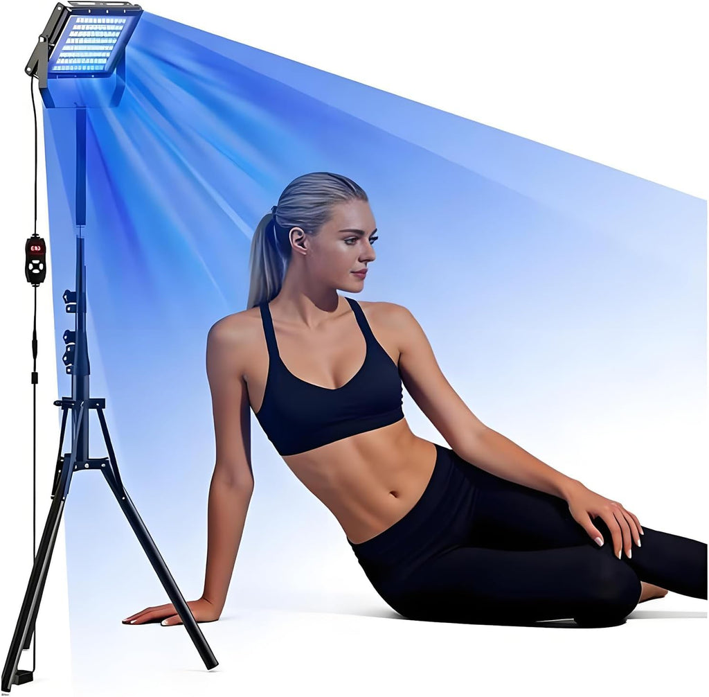 Tanning Lamp for Face and Body - 360° Adjustable Stand with 5 Energy Levels & 2 Light Modes, 5-30 Min Timer for Golden Bronze Skin & Natural Tan at Home