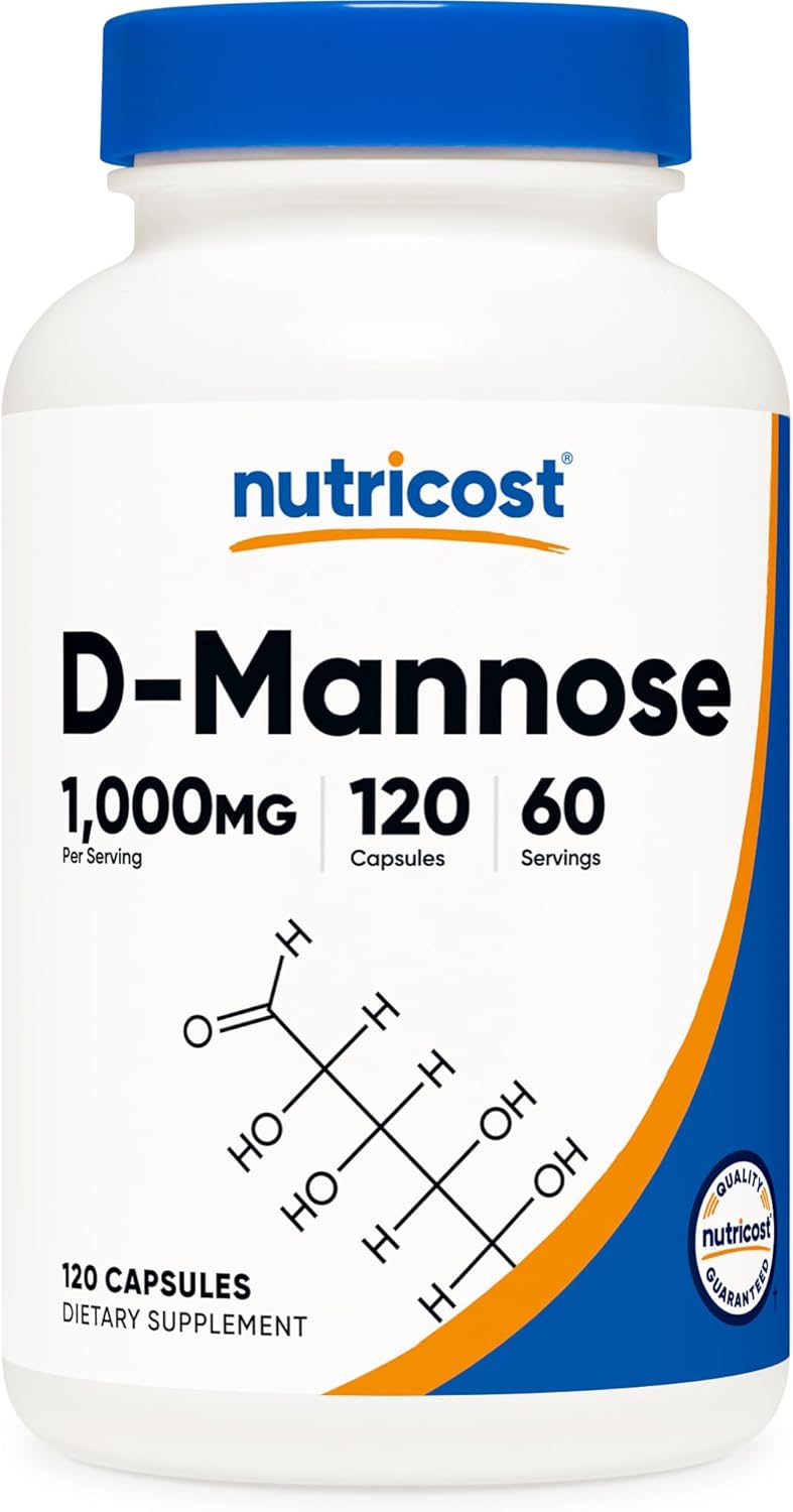 Nutricost D-Mannose 1000mg Per Serving, 120 Capsules - 500mg Per Capsule, Urinary Tract Health, Non-GMO and Gluten Free