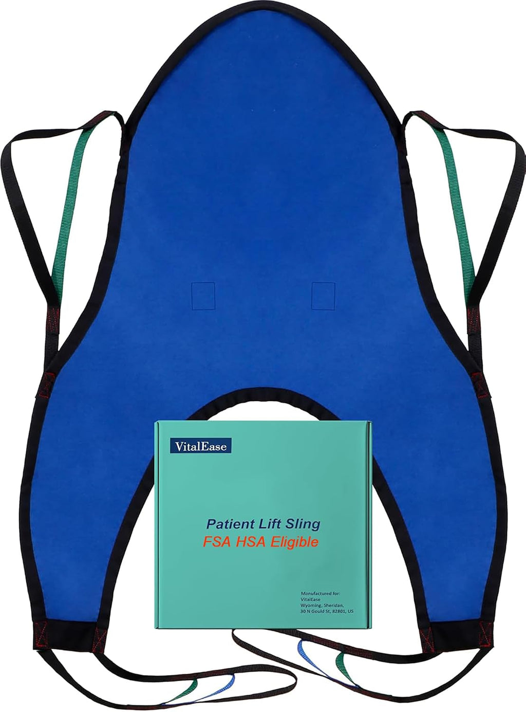 U-Shaped Patient Lift Sling with Head Support, 600 lb Bariatric Capacity — Padded Full Body Transfer Sling for Hoyer Lift, Elderly, Stroke & Disabled Home Care, Toilet & Shower (Large)