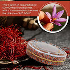 Zand Saffron Threads 2g – Premium Organic Pure Saffron Spice for Cooking Basmati Rice, and More – in Decorative Airtight Tin with Window Lid