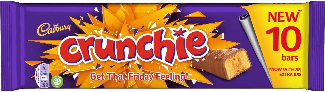 Cadbury Crunchie Chocolate Bar From England Case of 48 x 40g Bars, honeycomb, 67.2 Ounce, (Pack of 48)