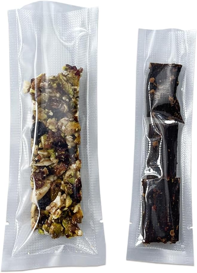 Clear Vacuum Bags for Food Saver Flat Open Top Embossed Vacuum Sealer Bag Food Storage Packaging Pouch with Tear Notch (100, 2.36x9.84 inch)