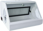 Dental Lab LED Grinding Dust Collector Box with Tempered Glass Baffle, Dual Vacuum System with 2 Filters