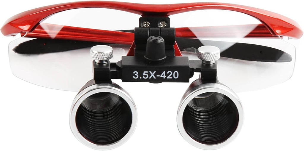 Dental Surgical Loupe 420mm Burgundy 3.5X Magnification Working Distance for Dental Professionals Student to Practice Use Safety Goggle