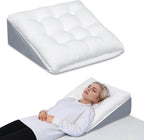 Bed Wedge Pillow for Sleep Apnea 10 Inch Gerd Pillow Patent Dual Layer Triangle Pillow Adjustable Shredded Memory Foam Topper Soft Support Ideal for Acid Reflux, After Surgery, Snoring
