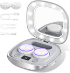 2026 New Ultrasonic Contact Lens Cleaner 52kHZ - Contact Lens Cleaner Machine with 3 Smart Modes & Lighted Makeup Mirror - Portable Soft Contact Lens Cleaning Machine Ideal for Home and Travel