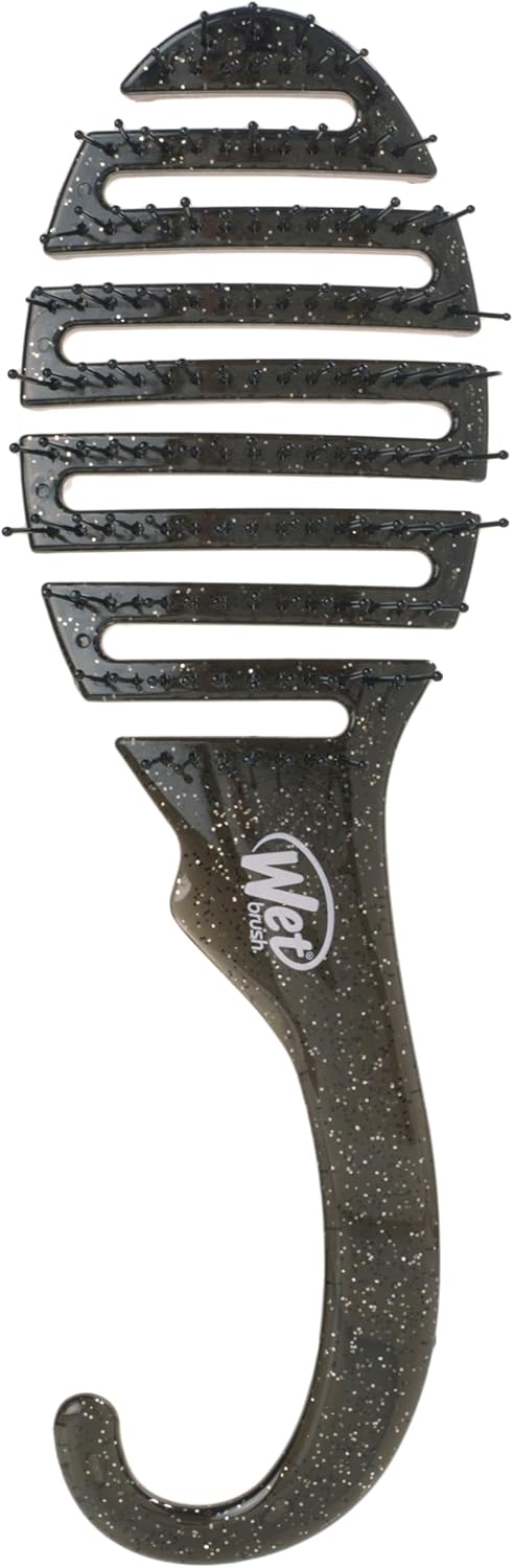 Wet Brush Shower Hair Brush Detangler - Exclusive Ultra-soft IntelliFlex Bristles - Minimizes Pain And Protects Against Split Ends and Breakage - Comb For Women, Men, Wet & Dry Hair - Black Glitter