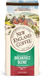 New England Coffee Breakfast Blend Decaffeinated Medium Roast Ground Coffee, 10oz Bag (Pack of 1)