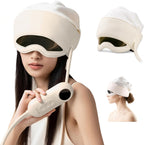 Electric Head Massager for Headaches, Eye Massager with 6-Level Heat, 6-Zone Kneading Temple Massager & Migraine Massager, Rechargeable Head and Eye Massage for Stress Relax, White