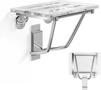 Folding Shower Seat Wall Mounted 350 lbs Capacity Heavy Duty Acrylic Shower Bench with Stainless Steel Bracket, Fold Down Bath Seat for Elderly, Disabled, Adults Space-Saving Transparent
