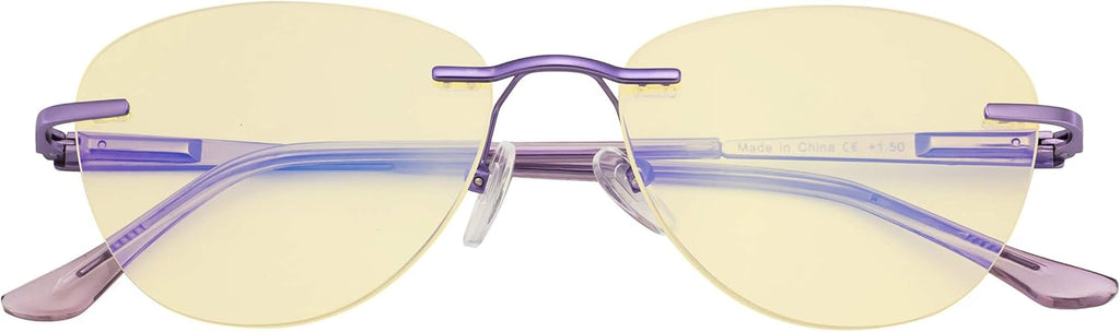 CessBlu Ladies Cat-eye Blue Light Blocking Glasses Anti Glare UV Rimless Computer Eyeglasses for Women Reading Screen