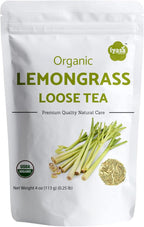 Iyasa Holistics Organic Lemongrass 4 oz - USDA Certified Lemongrass Tea Loose Leaf Cuts, Caffeine Free Tea - East Indian Malabar Grass For Cooking, Smoothies Pure Ayurveda Products