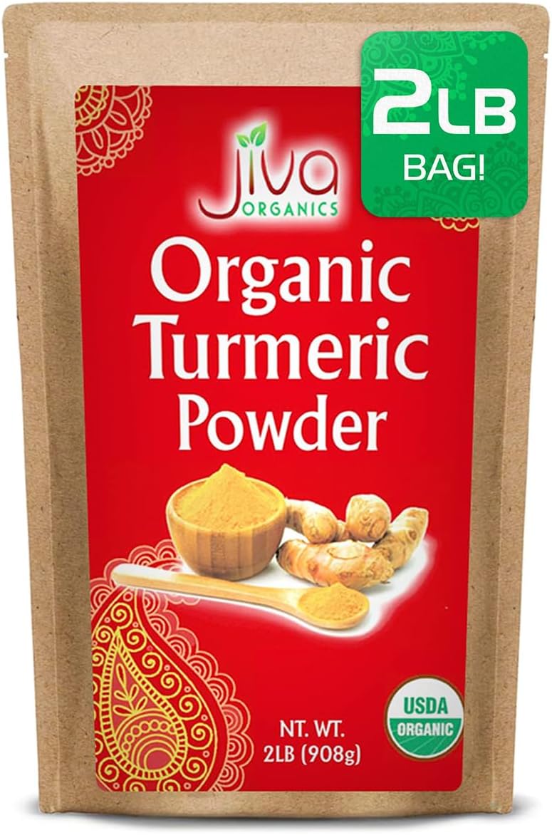 Organic Turmeric Powder 2 LB Bulk Bag - Lab Tested, 100% Raw with Curcumin, Reports Available, Pure, USDA Organic & Non-GMO from India by Jiva Organics