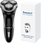 SweetLF Men's Electric Razor - 120 min runtime, 1-Hour Fast Charge, IPX7 Fully Waterproof, Wet & Dry Rotary Shaver with pop-up Trimmer, Type-C Rechargeable