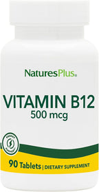 NaturesPlus Vitamin B12 500 mcg - 90 Tablets - Energy & Immune Health Support - Gluten Free, Vegetarian - 90 Servings