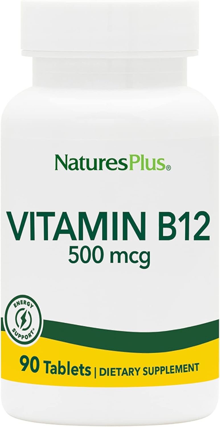 NaturesPlus Vitamin B12 500 mcg - 90 Tablets - Energy & Immune Health Support - Gluten Free, Vegetarian - 90 Servings