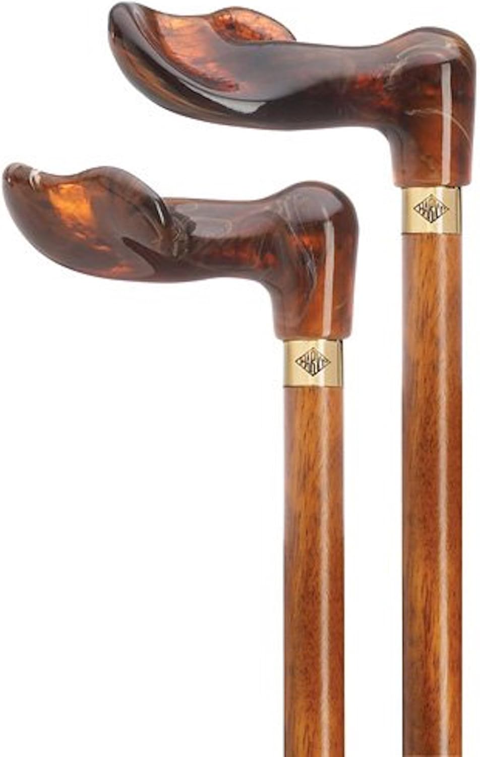 HARVY Unisex Amber/Walnut Palm Grip Cane – 36" Cherry Hardwood Shaft, Acrylic Handle, Stylish Walking Cane with Rubber Tip for Men & Women