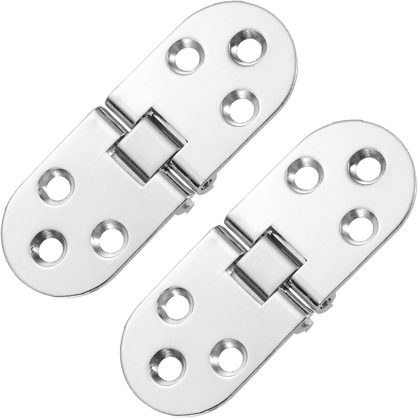 uxcell Folding Table Hinge, 2pcs Zinc Alloy 180 Degree Round Edge Sewing Machine Table Butler Tray Hinges for Cabinet Desk Drawer Door Furniture (Silver, 3.1 x 1.2inch)