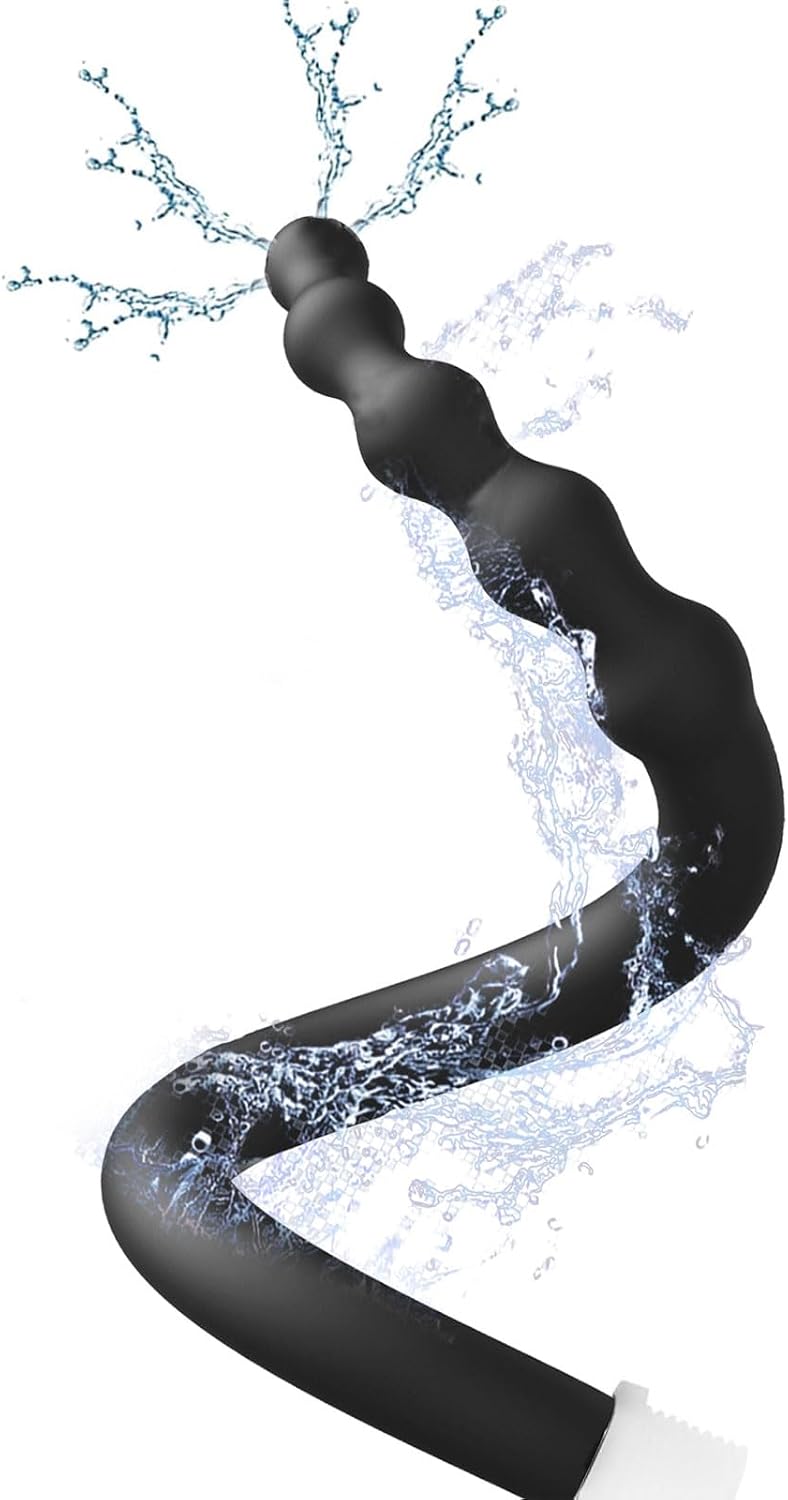Shower Enema Douche Nozzles , 4 Holes Water Spray Comfortable Silicone Nozzles Enema , Reusable Shower Enema Hose, Black