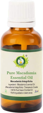 R V Essential Macadamia Essential Oil | Macadamia Integrifolia | for Hair | for Face | for Skin | for Scalp Masage | for Body | 100% Pure Natural | Steam Distilled | Therapeutic Grade | 15ml | 0.507oz