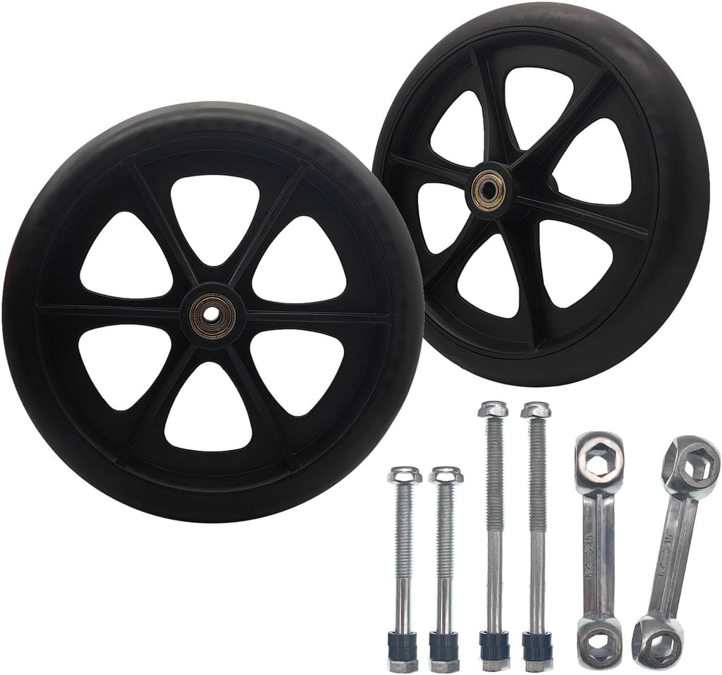 2 Pack Wheelchair Wheel - Environmentally Friendly PU material, 8 Inch Solid Tire,Wear-Resistant, Anti-Slip, Universal Wheelchairs, Walker and Various Cart Replacement