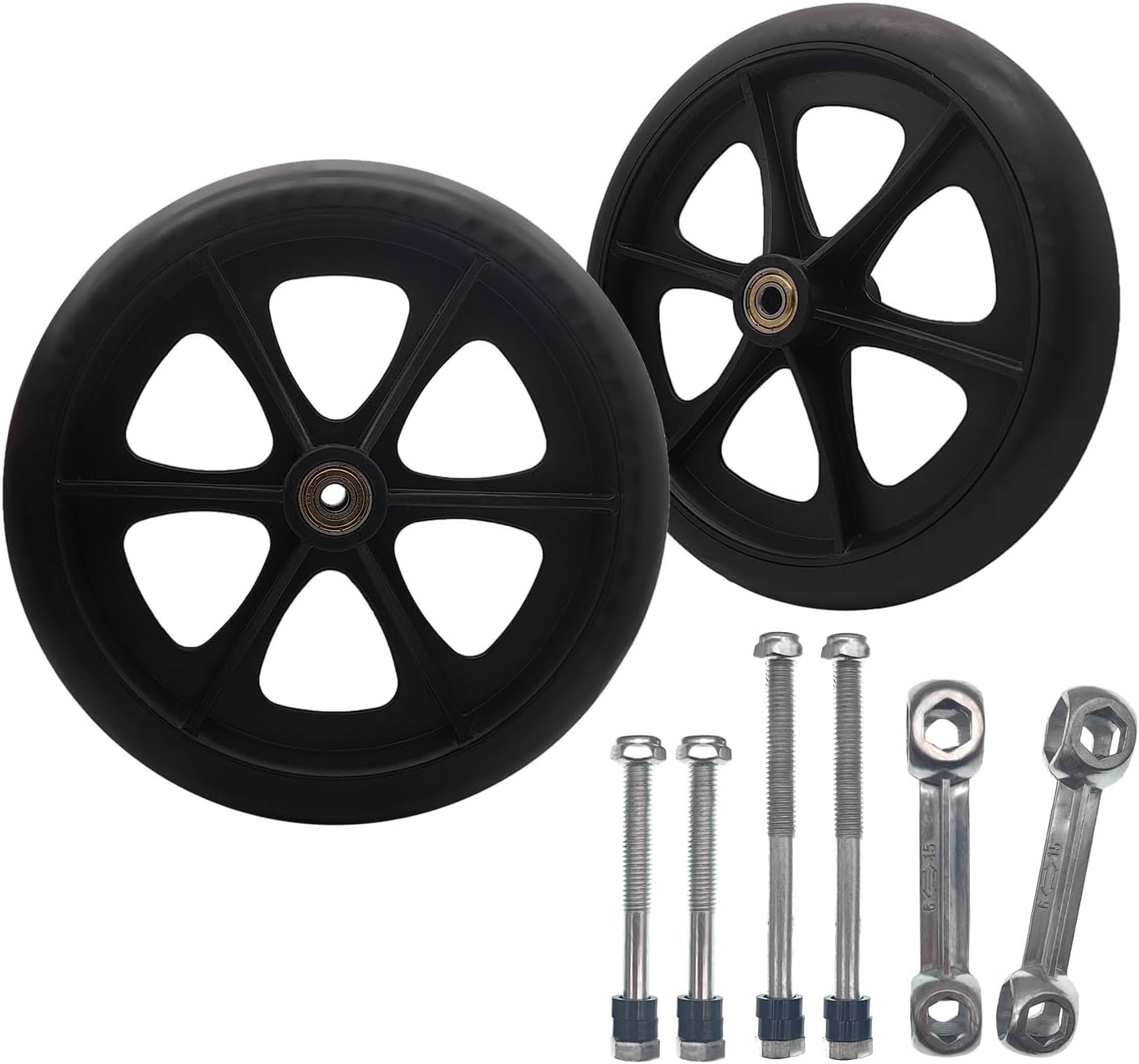 2 Pack Wheelchair Wheel - Environmentally Friendly PU material, 8 Inch Solid Tire,Wear-Resistant, Anti-Slip, Universal Wheelchairs, Walker and Various Cart Replacement