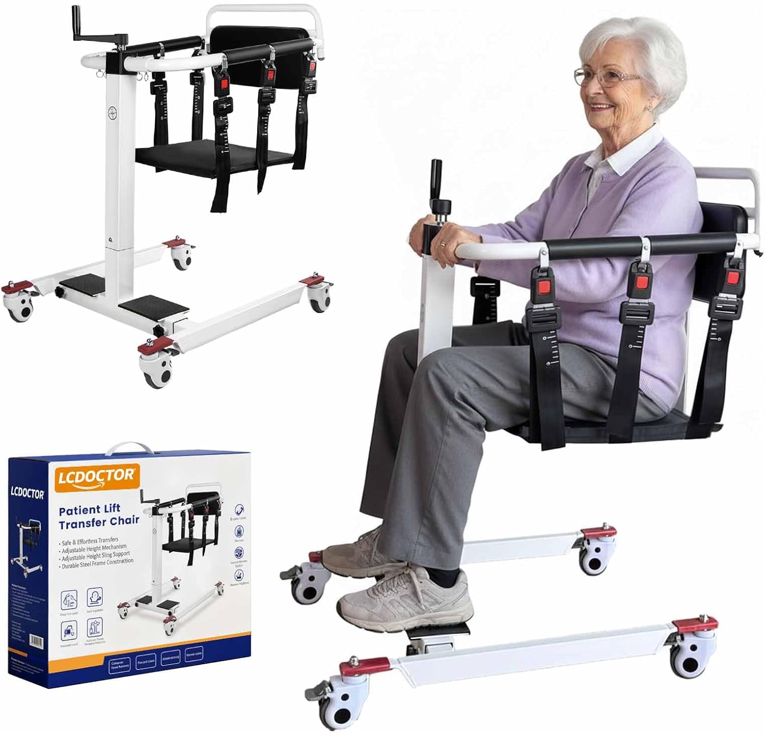 Patient Lift Transfer Chair, Transfer Chairs for Seniors, Sit to Stand Lift Aid,Transfer Wheelchair to Car Device, Shower Lift Aids for Elderly, Lift Assit Chair for Elderly and Disabled