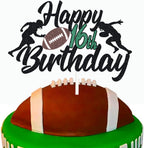 Happy 16th Birthday Football Cake Topper 16 Sixteen Years Old Rugby Player Scene Cake Decoration For Kids Sport Theme Sixteenth Birthday Party Event Supplies for Boys (16)