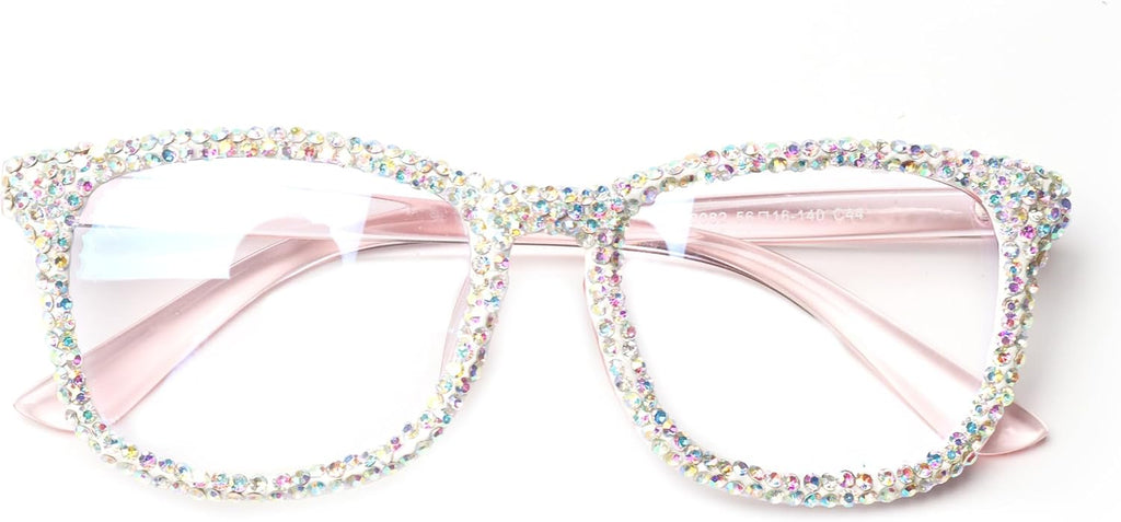 bullabulling Square Crystal Rhinestone Reading Glasses for Women Sparkling Eyewear Frames Female Trendy bling Diamond