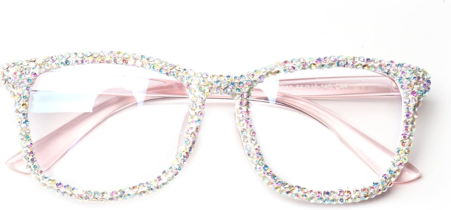 bullabulling Square Crystal Rhinestone Reading Glasses for Women Sparkling Eyewear Frames Female Trendy bling Diamond