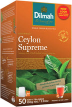 Dilmah Ceylon Supreme Tea - 50 Tea Bags in Foil Pouch - Finest Pure Ceylon Black Tea Box -100g (3.53 oz)