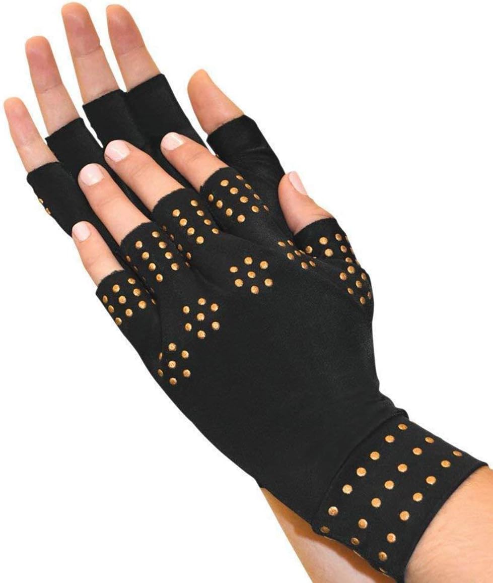 Compression Arthritis Gloves - Magnetic Anti-Arthritis Fingerless Health Therapy Gloves Copper Infused Arthritis Gloves, Compression Therapy, Increases Blood Flow for Women and Men(1 Pair)