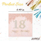 Happy 18th Birthday Napkins for Girls 18th Birthday Decorations Rose Gold and Pink Disposable Paper Cocktail Napkins for 18 Year Old Girl Bday Party Decoration
