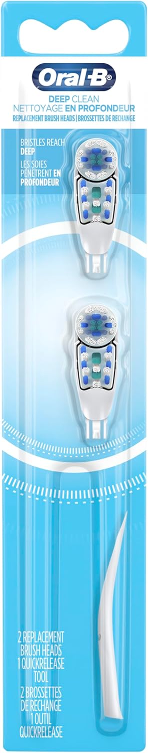 Oral-B Deep Clean Battery Powered Toothbrush Replacement Brush Heads Refill, Soft, 2 Count