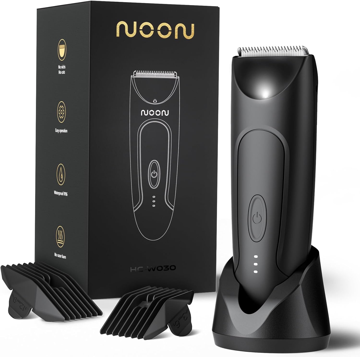CLEVEB Body Hair Trimmer for Men & Women, Waterproof Rechargeable, Length Adjustable, Multifunctional Shaver with LED Indicator