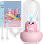 Kids U Shaped Electric Toothbrush, with 3 Cleaning Modes, with 4 Brush Heads, 360° Sonic Automatic Toothbrush, IPX7 Waterproof Cartoon Dinosaur Design (Ages 2-12)