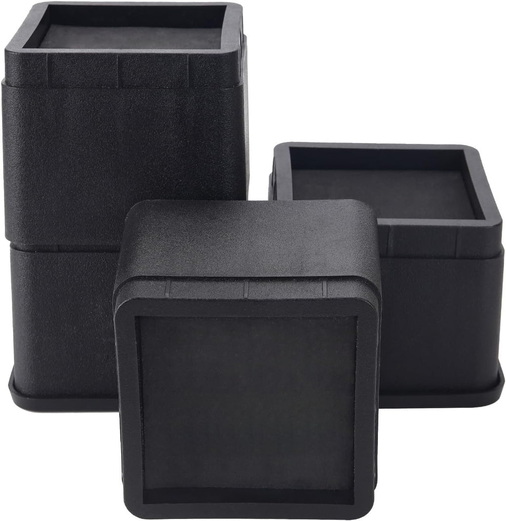 BTSD-home Adjustable Bed Risers 3 or 6 Inch - Heavy Duty Furniture Lifter Set of 4, Supports 2,200 lbs - for Under Bed Storage, Dorm, Bed Frame, Sofa, Table, Chair, Desk - Black