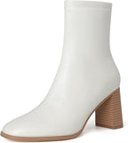 Ankle Boots for Women Chunky Block Heel Boots Square Toe Side Zipper Short Women's Booties