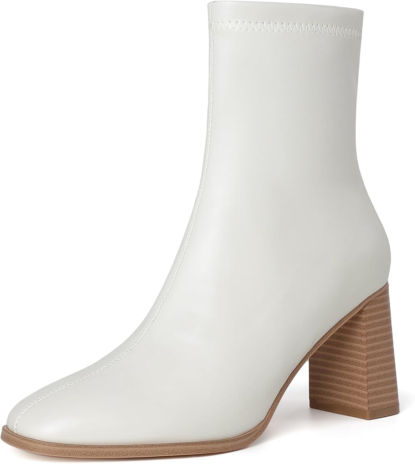 Ankle Boots for Women Chunky Block Heel Boots Square Toe Side Zipper Short Women's Booties