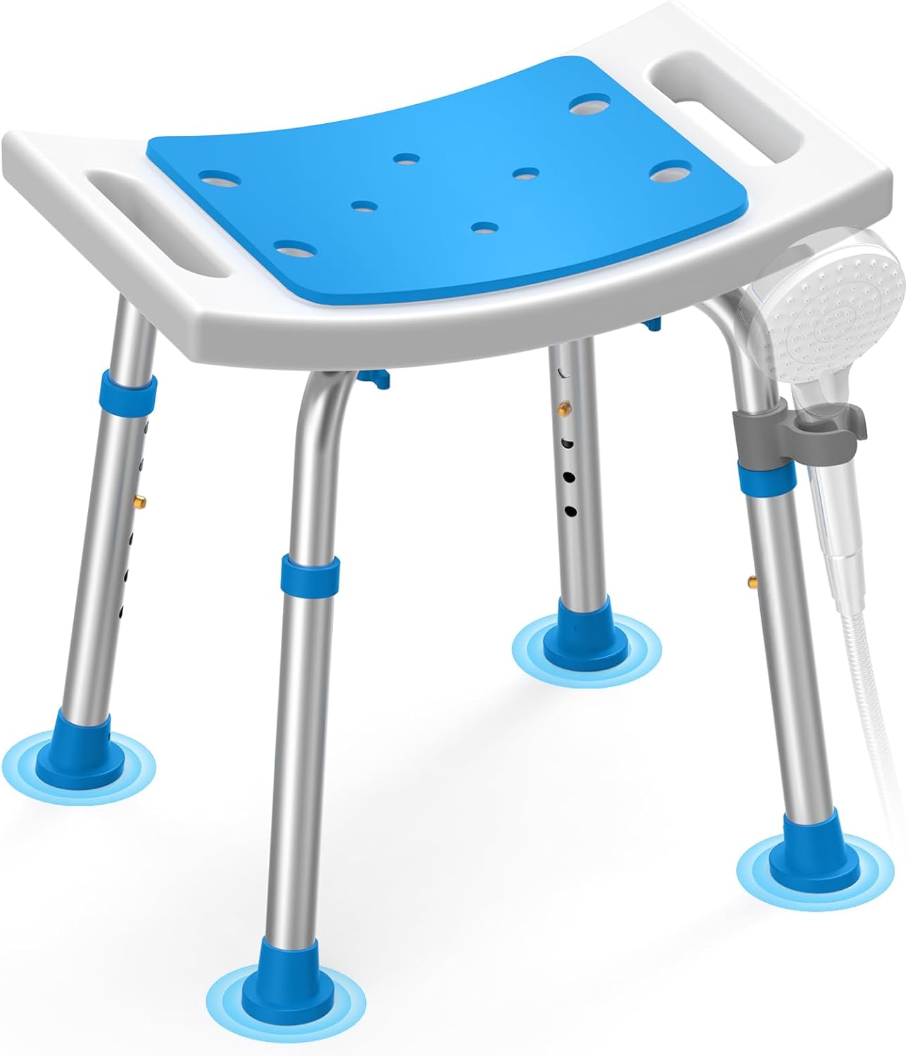 FSA/HSA Eligible Lightweight Shower Chair for Inside Shower and Tub, 6 Height-Adjustable Shower Bench with Padded Seat & Suction Feet, Non-Slip Shower Stool for Elderly and Disabled (400 lbs)