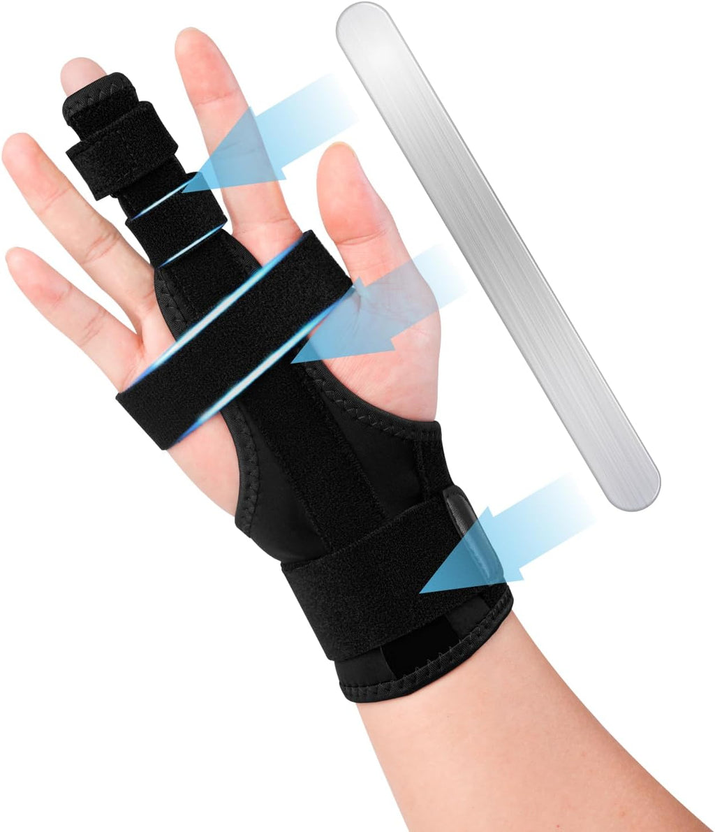 Finger Splint for Middle Finger, Trigger Finger Splint Wrist Support Brace, Straightening Immobilizer -Adjustable Removable straps for Left or Right Hand