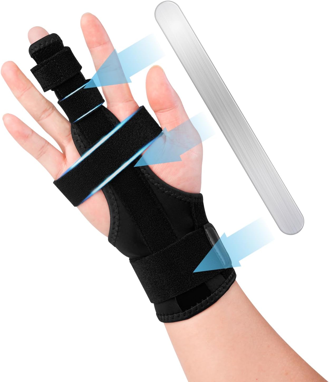 Finger Splint for Middle Finger, Trigger Finger Splint Wrist Support Brace, Straightening Immobilizer -Adjustable Removable straps for Left or Right Hand