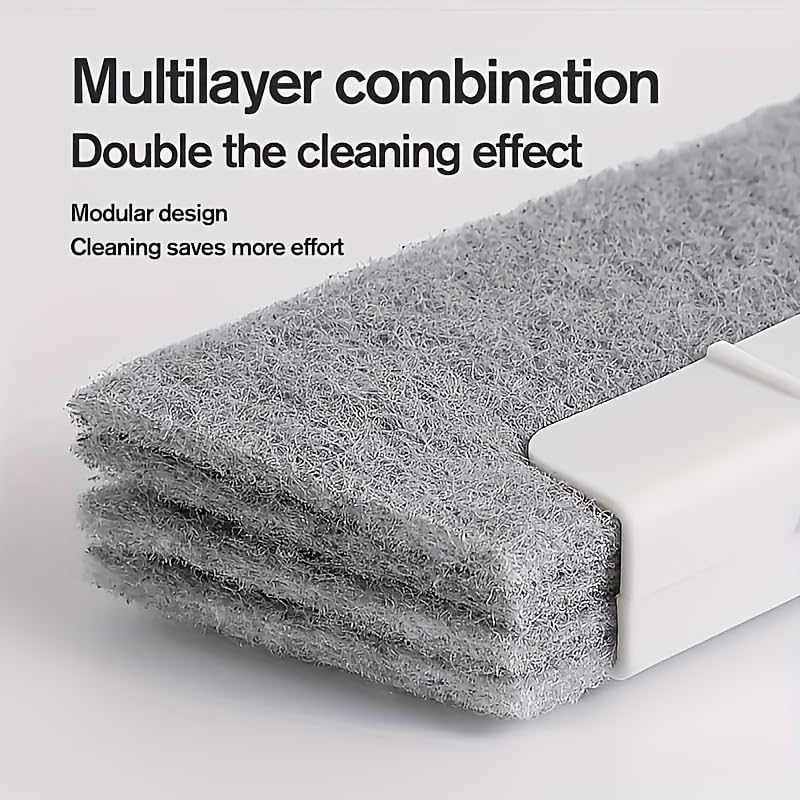 Universal Window Rail & Track Cleaning Tool – Multipurpose Brush for Window Tracks, Door Tracks, Kitchen Counters & Small Corners – Deep Cleaning Tool for Home, Car & Appliances (Gray)
