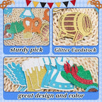 Firefairy Oktoberfest Cupcake Toppers, 24 Pcs, Multicolor, German Beer Festival Cake Picks, Bavarian Festival Decorations