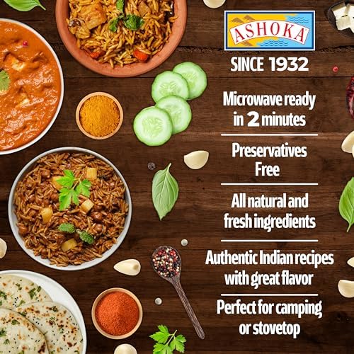 Ashoka Meals 1932, Vegetarian Tomato Cheese Curry, All-Natural, Kosher Certified, Ready to Eat Indian Meals, Authentic Paneer Makhani, Great for Offices, No Preservatives, Pack of 5