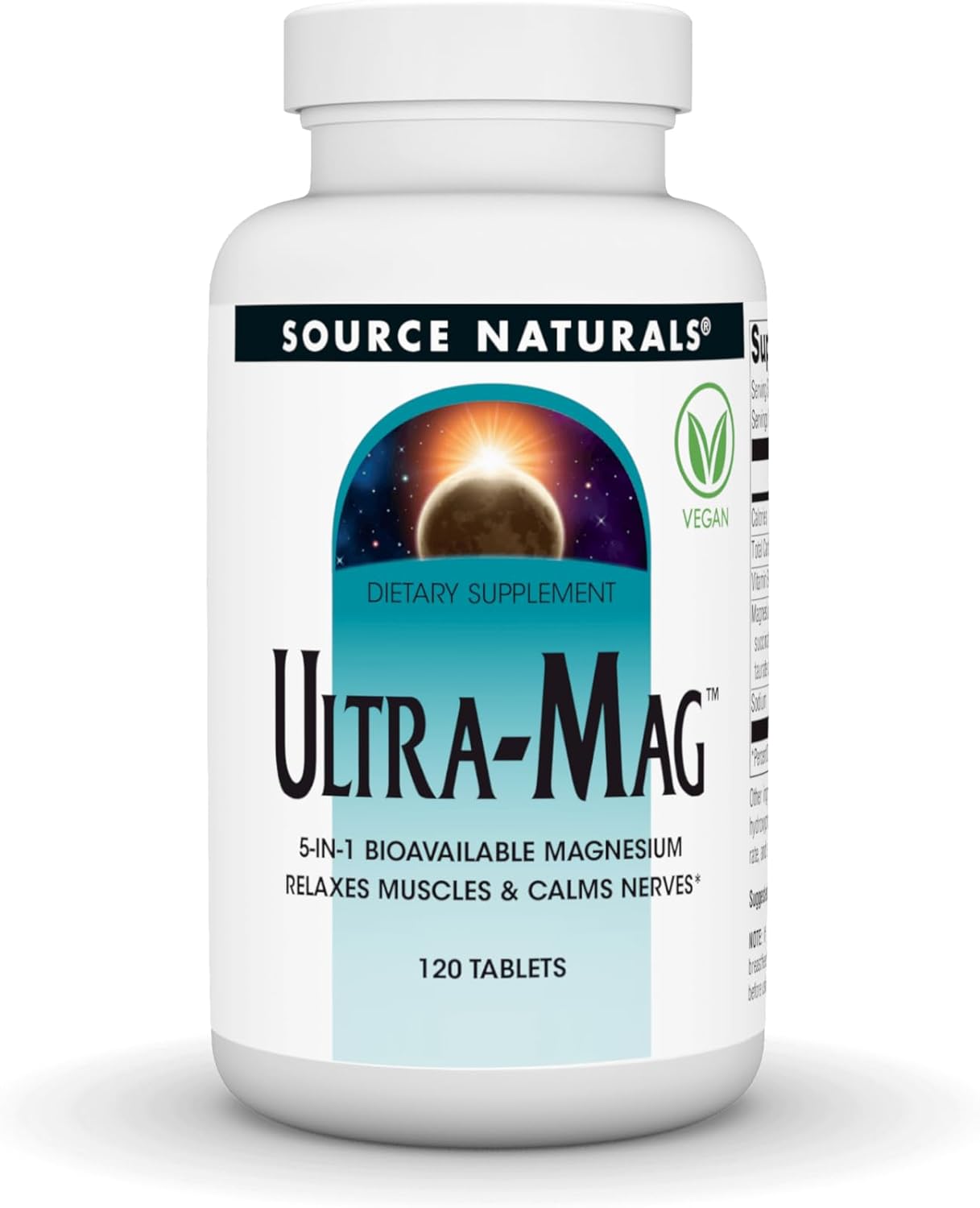Source Naturals Ultra-Mag, 5 in 1 -Bioavailable Magnesium, Maintains Muscle & Nerve Function* - 120 Vegan Tablets